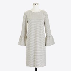 J Crew Striped Shift Dress Bell Sleeve Black Cream Preppy Classic NWT S